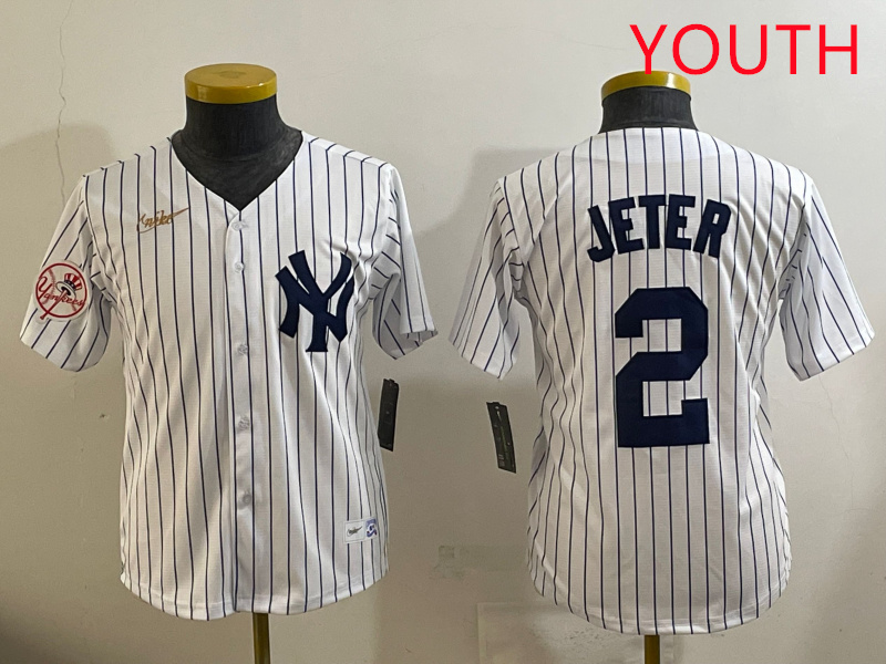 Youth New York Yankees #2 Jeter White 2025 Nike MLB jersey style 2->youth mlb jersey->Youth Jersey